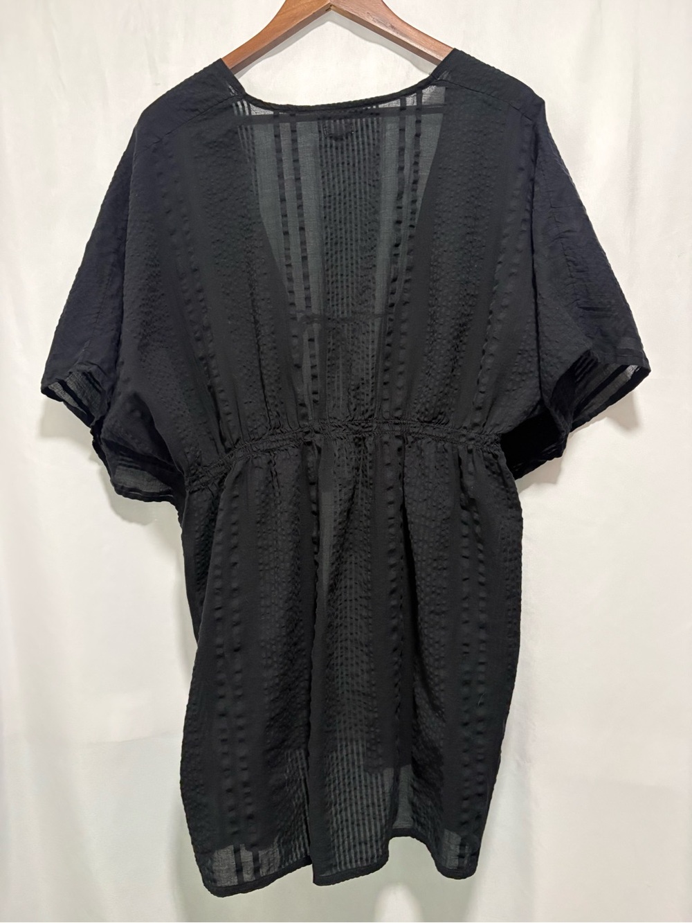 Aerie Black Cotton Gauze Tie Front Beach Cover Up Cape XS/S - Picture 6 of 13